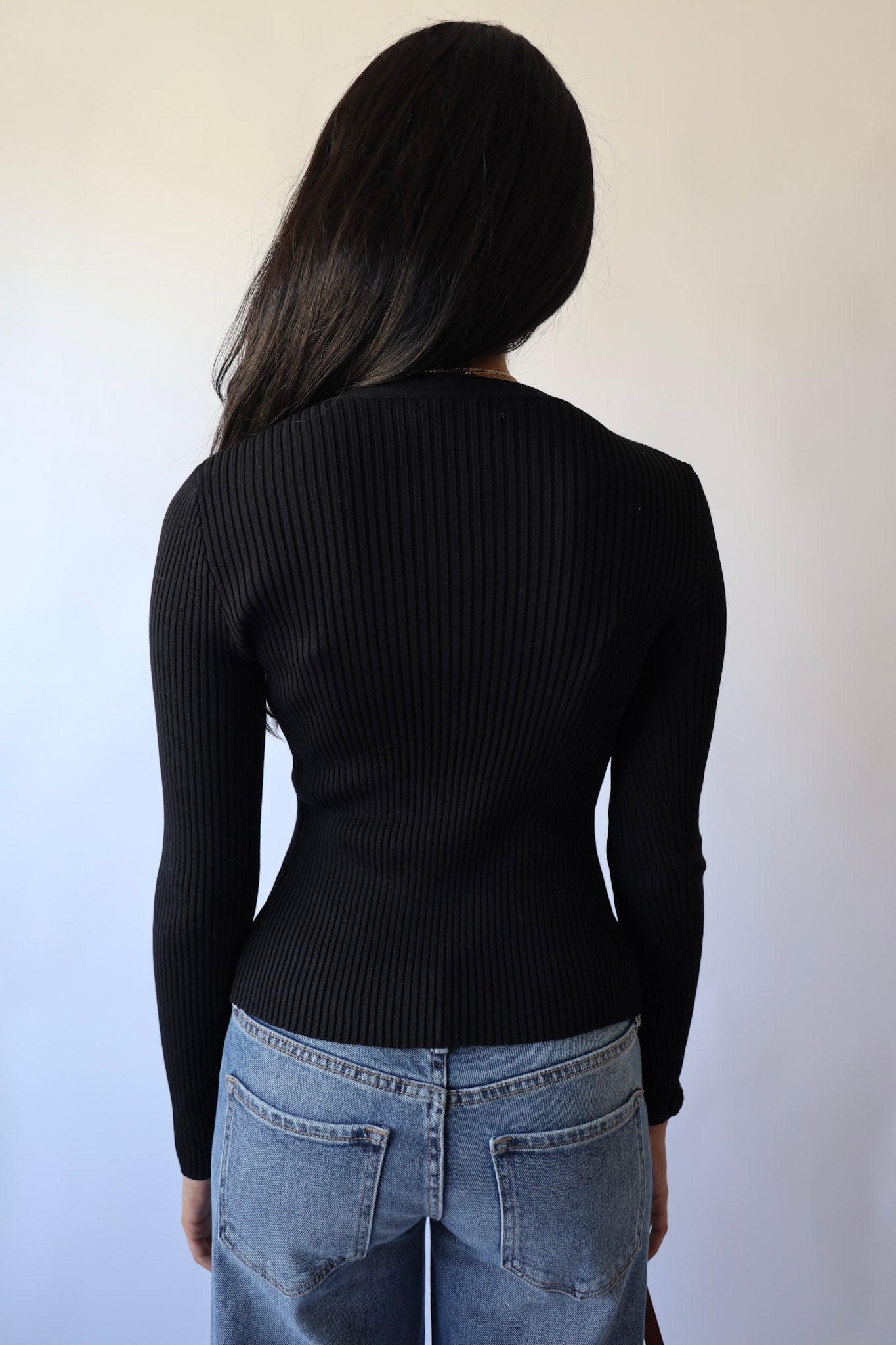 Ribbed Twist Front Sweater Cardigan