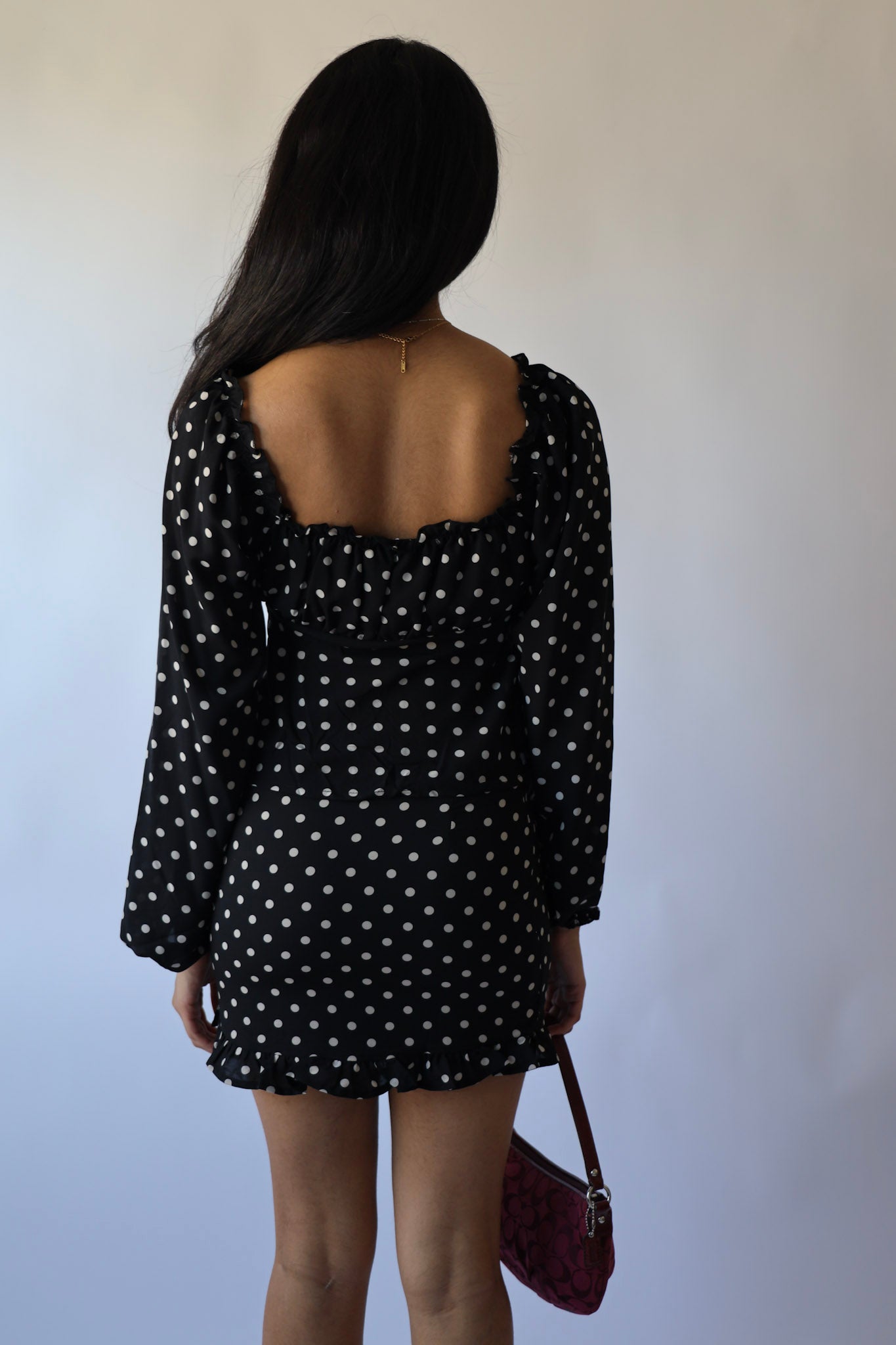 Polka Dot Baby Doll Long Sleeve with Mini Skirt (Sold as a Set)