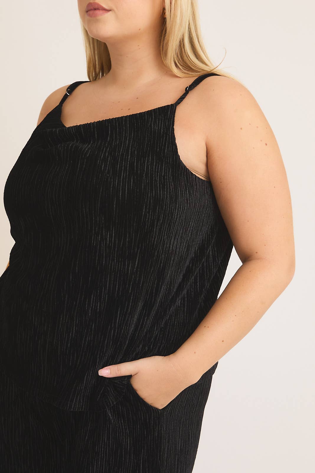 Velvet Cowl Neck Pant Set