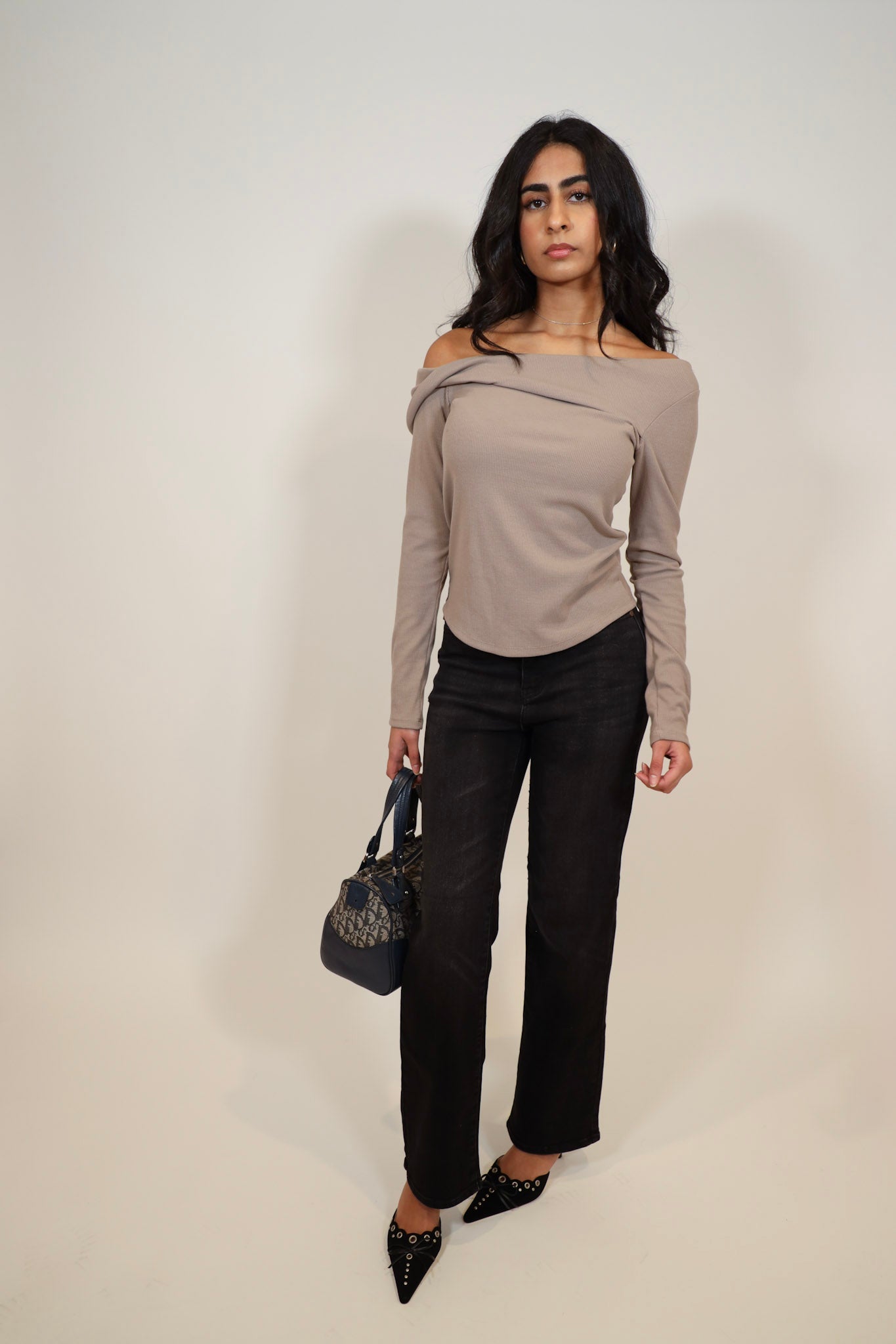Ribbed Twist Off the Shoulder Top