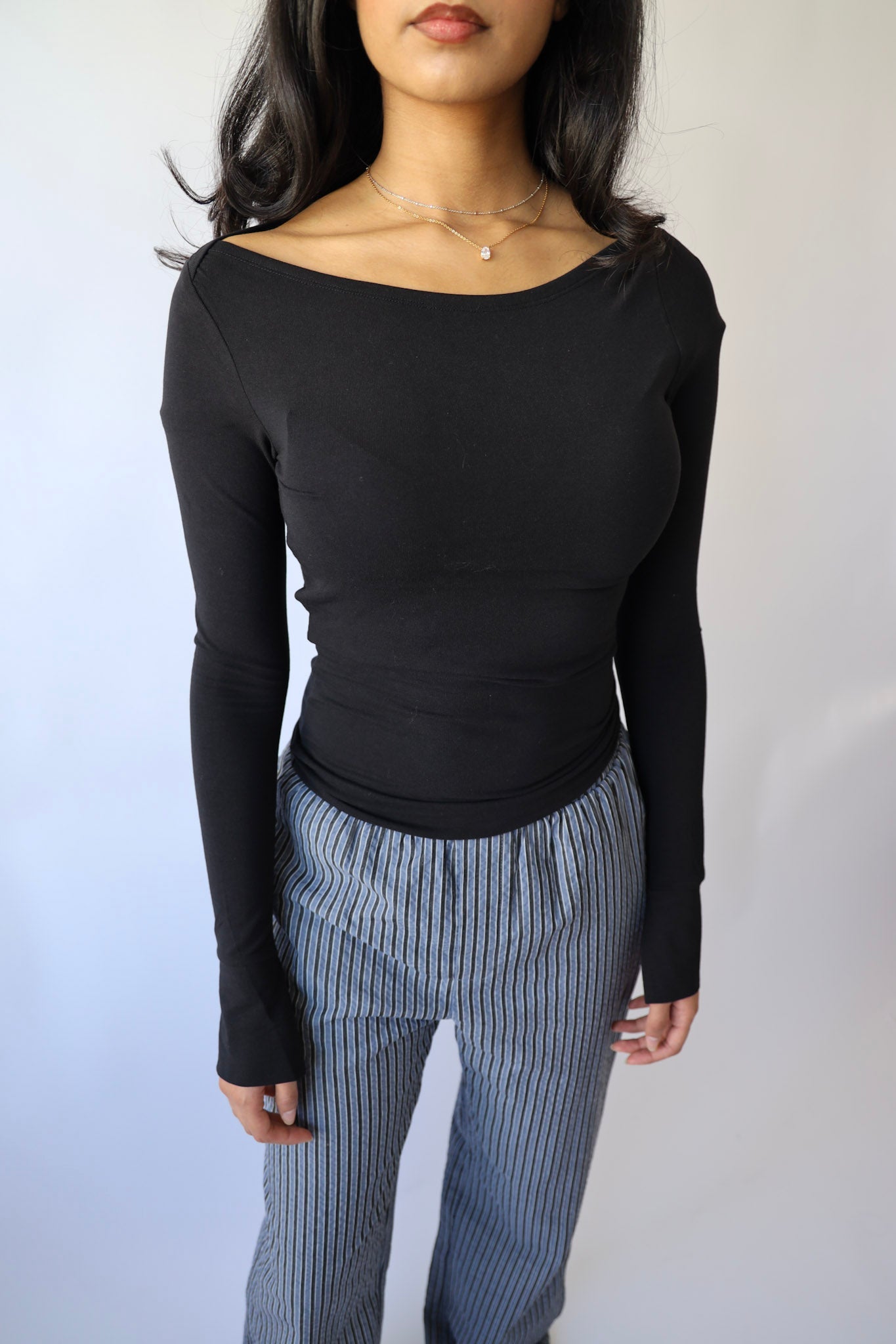 Boat Neck Long Sleeve Top
