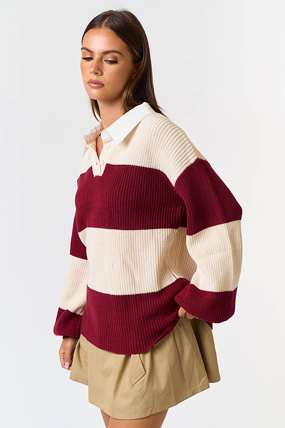Stripe Rugby Polo Sweater