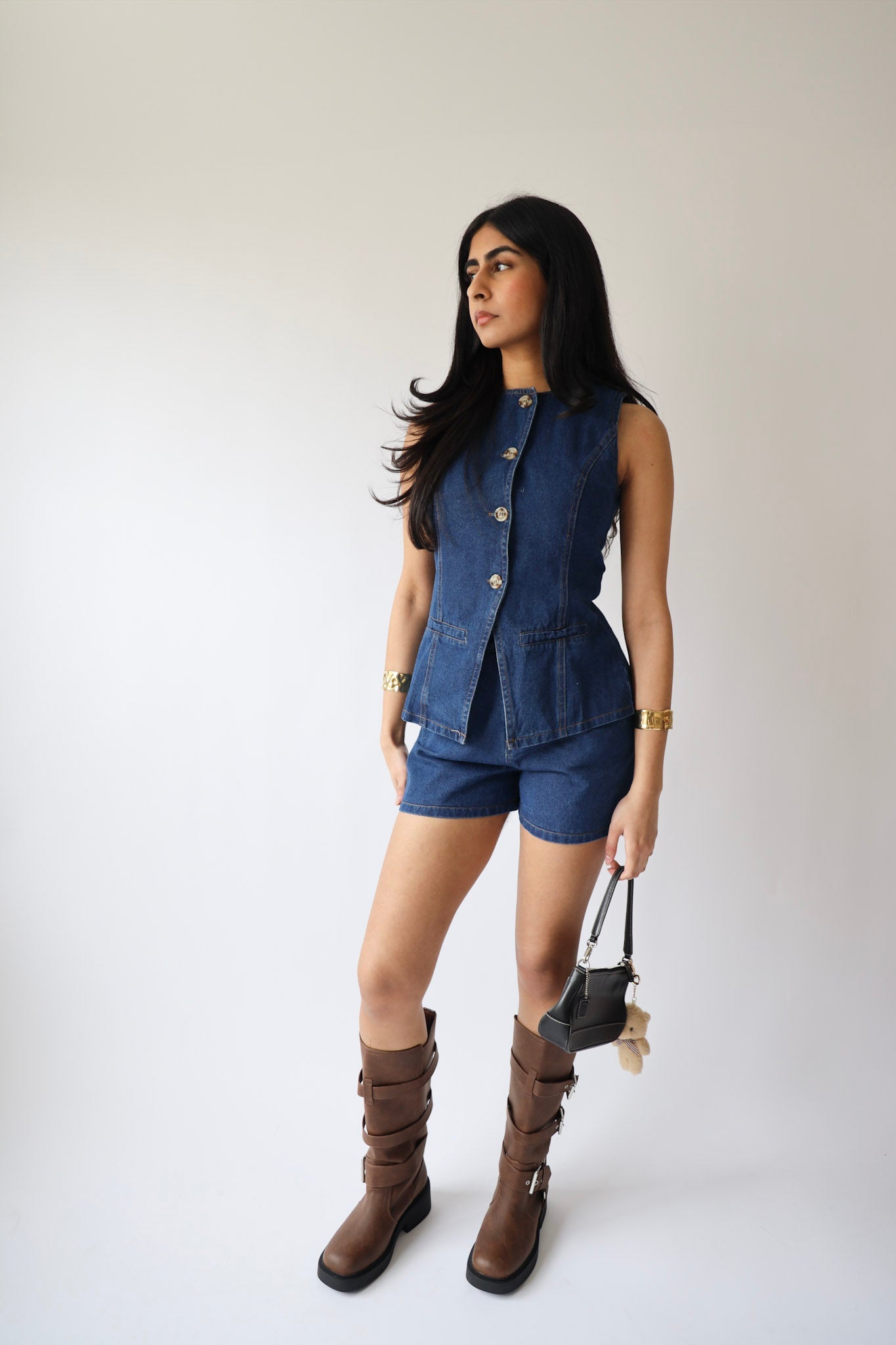 Denim Button Down Vest (Top Only)