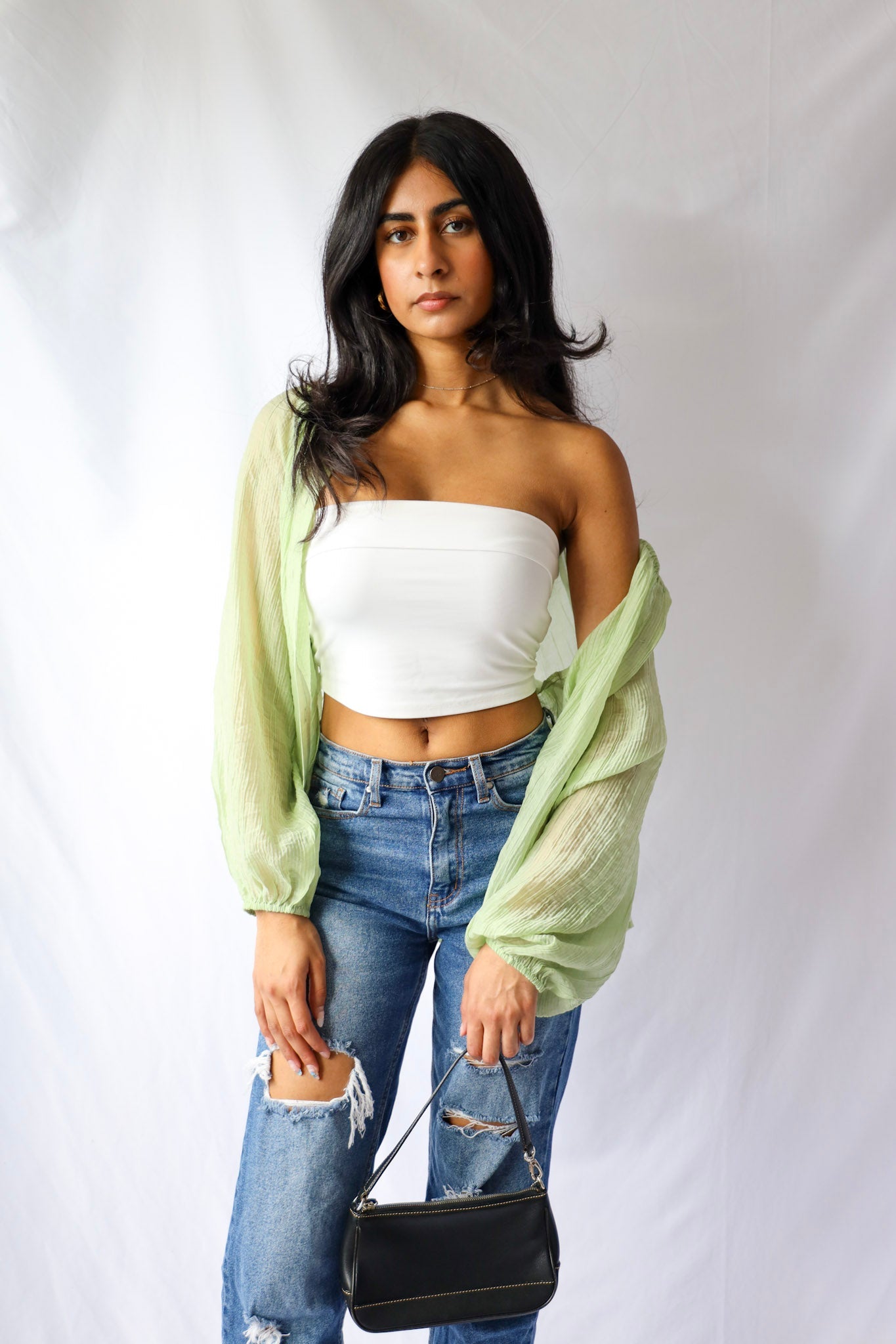 Lime Sheer Button Down