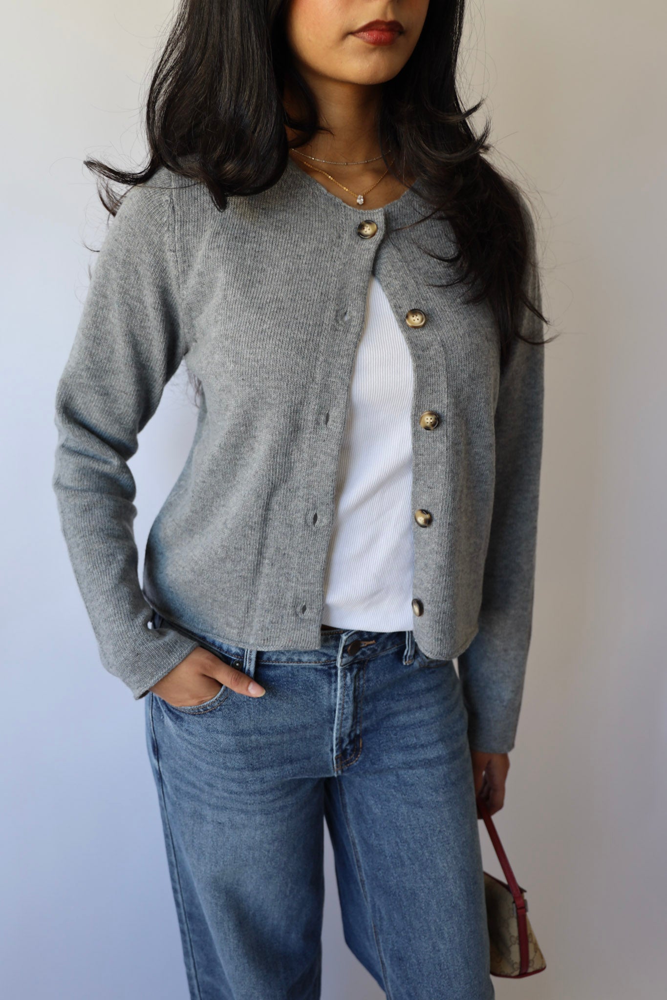 Lightweight Cropped Button Down Cardigan