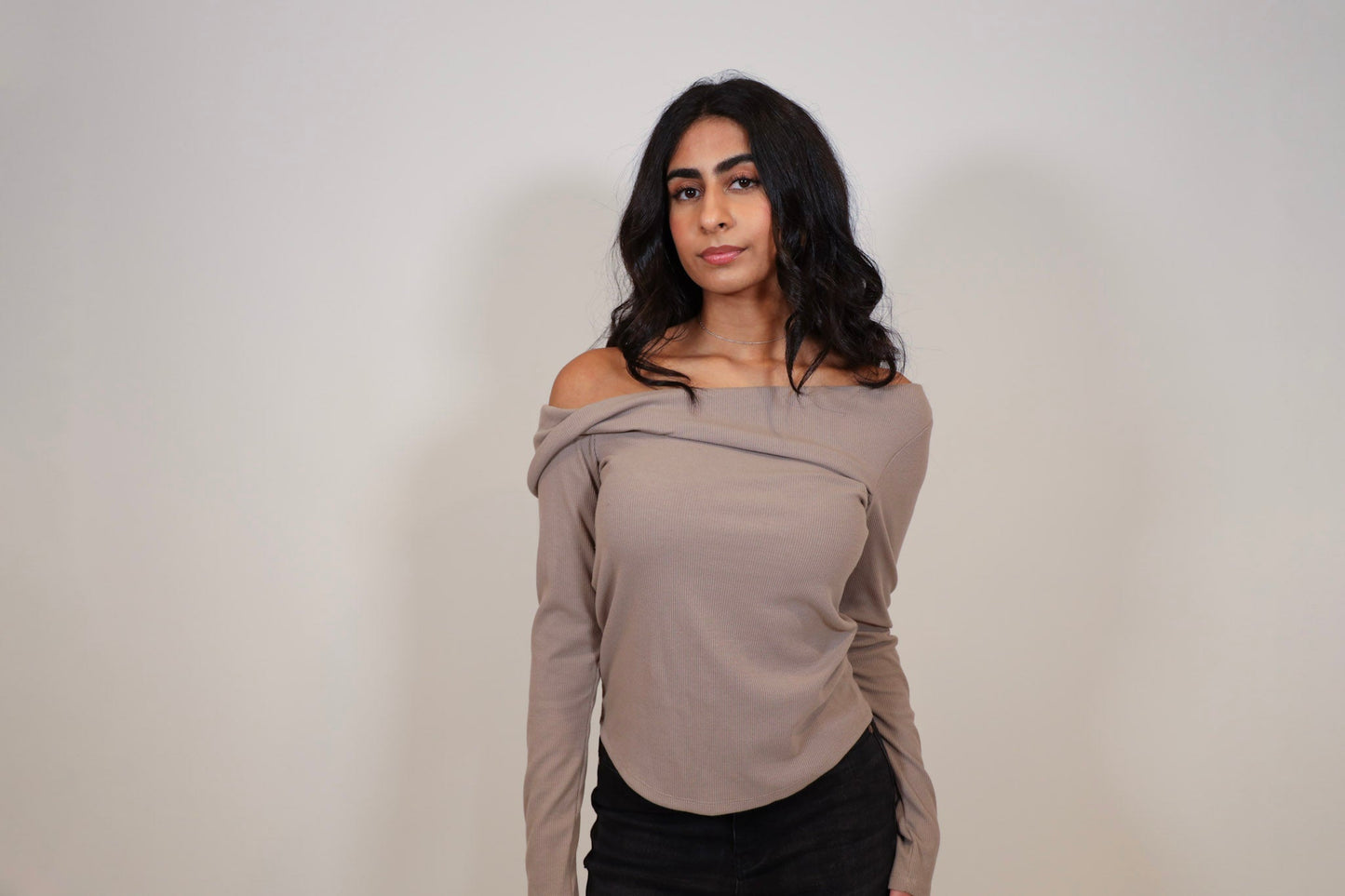 Ribbed Twist Off the Shoulder Top