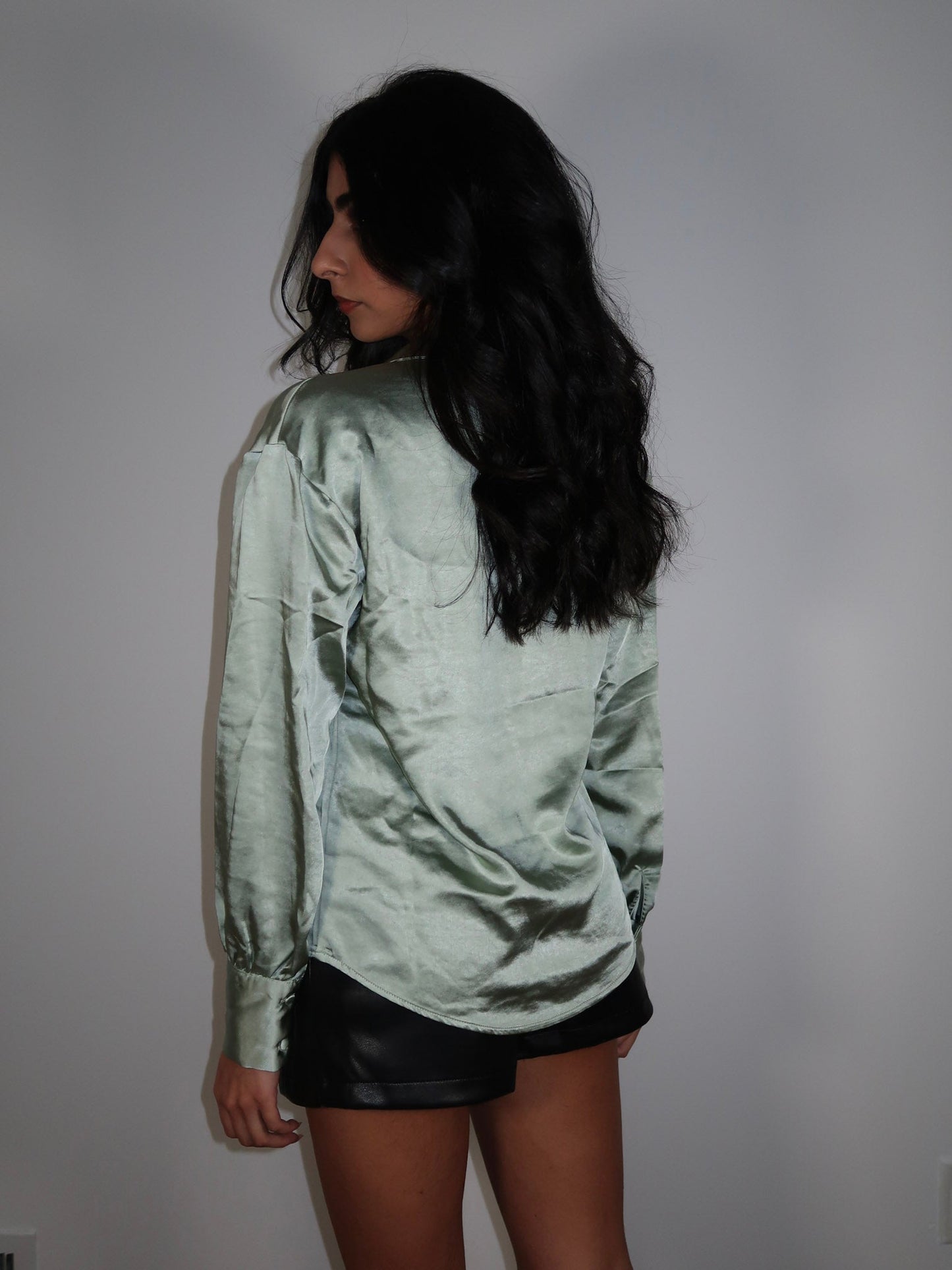 Heavy Satin Collar Blouse *Final Sale*