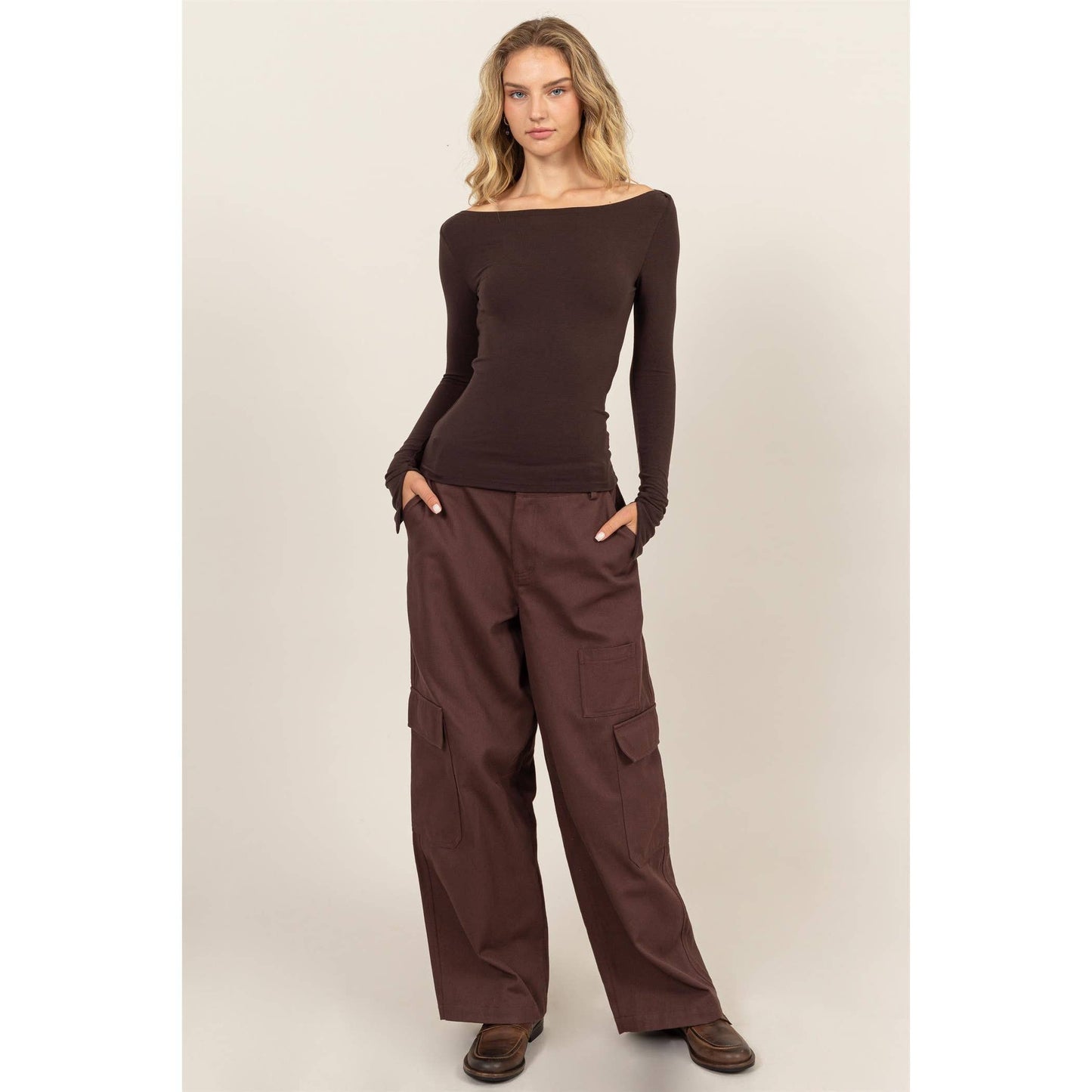 Boat Neck Long Sleeve Top