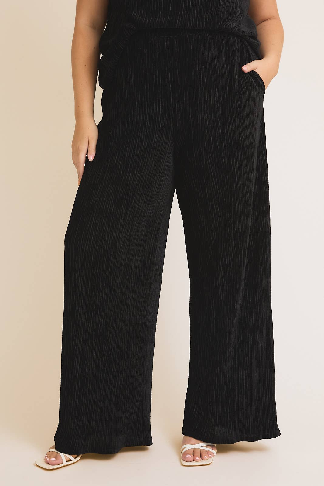 Velvet Cowl Neck Pant Set