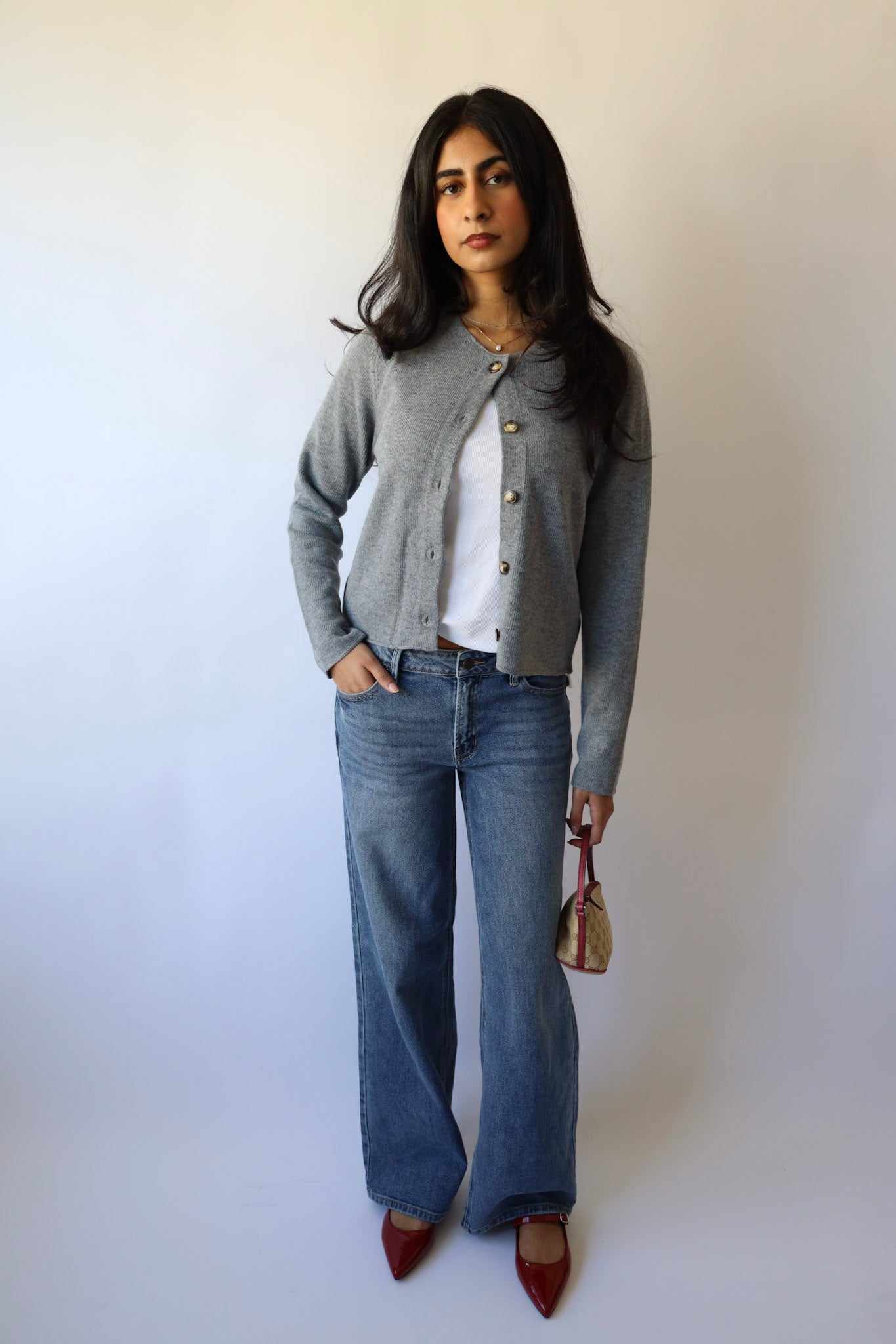 Lightweight Cropped Button Down Cardigan