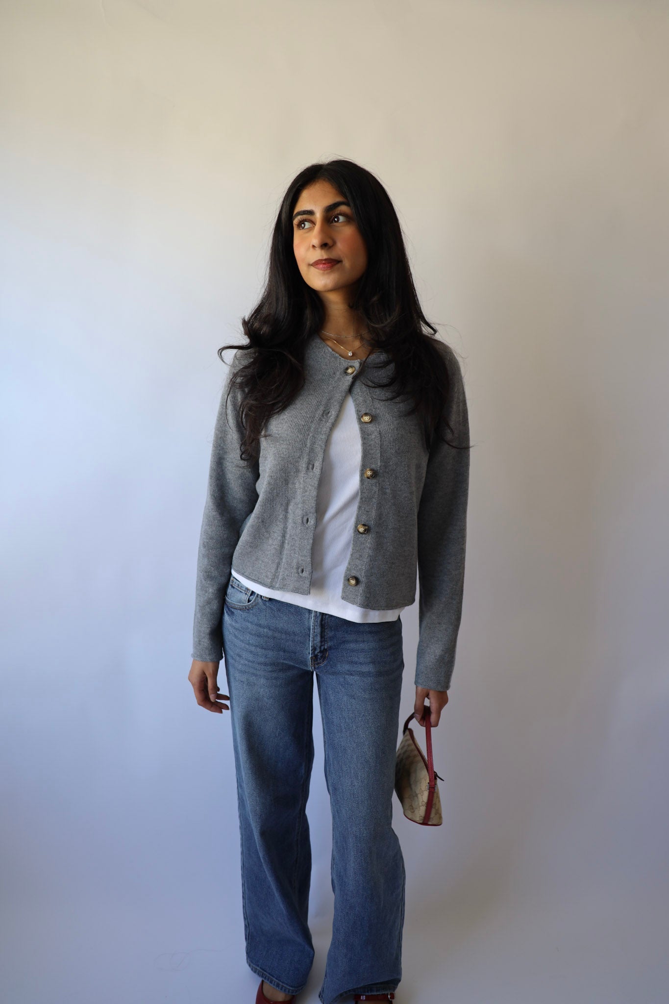 Lightweight Cropped Button Down Cardigan