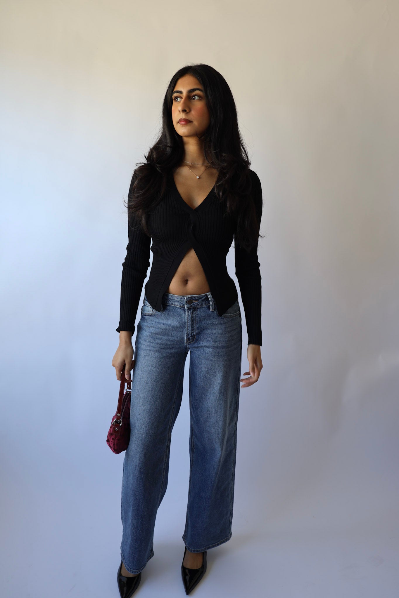 Ribbed Twist Front Sweater Cardigan