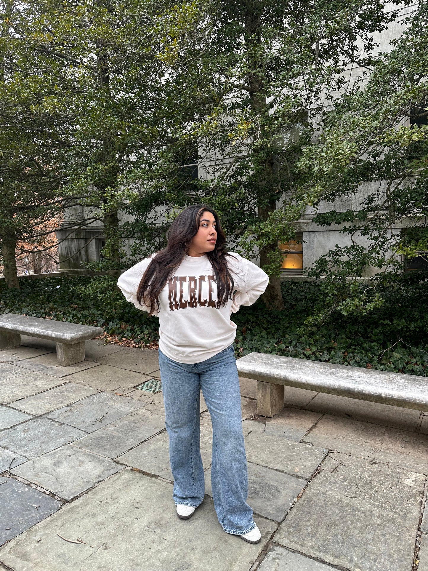“Mercer” Crewneck Sweatshirt (Cream & Brown)