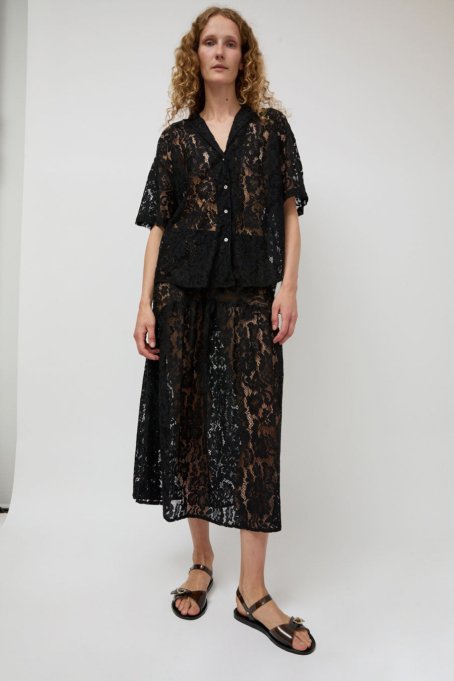 A Bronze Age Romeo Top in Black Lace