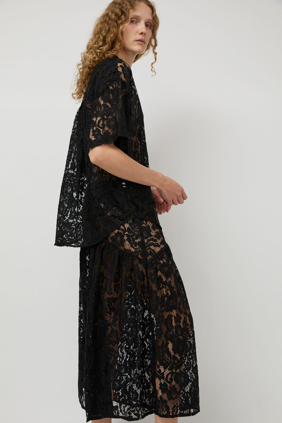 A Bronze Age Romeo Top in Black Lace
