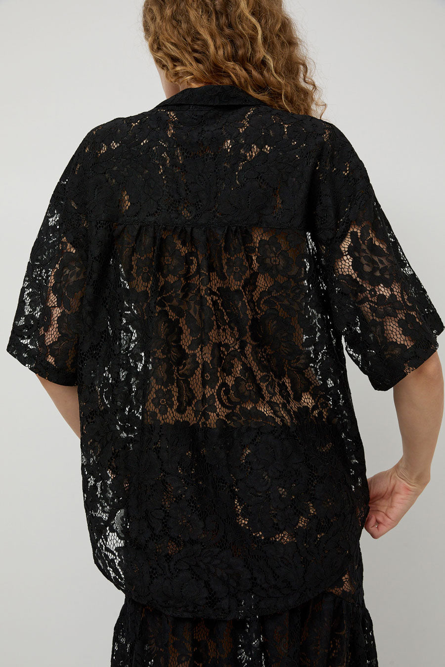 A Bronze Age Romeo Top in Black Lace