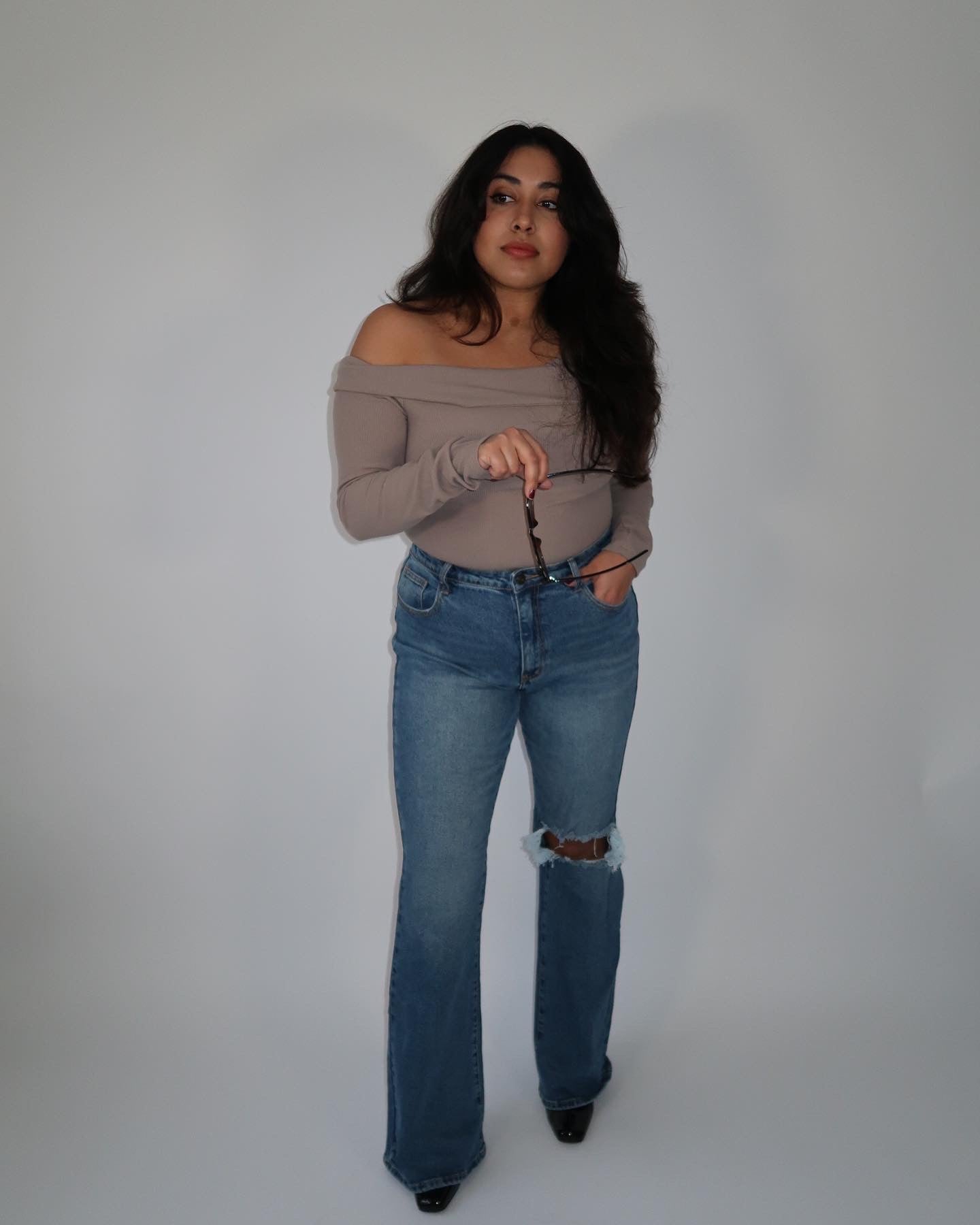 Ribbed Twist Off the Shoulder Top