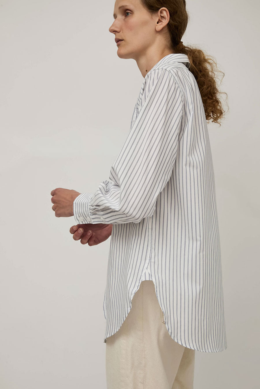 B Sides Louisa Shirt in White and Navy Stripe