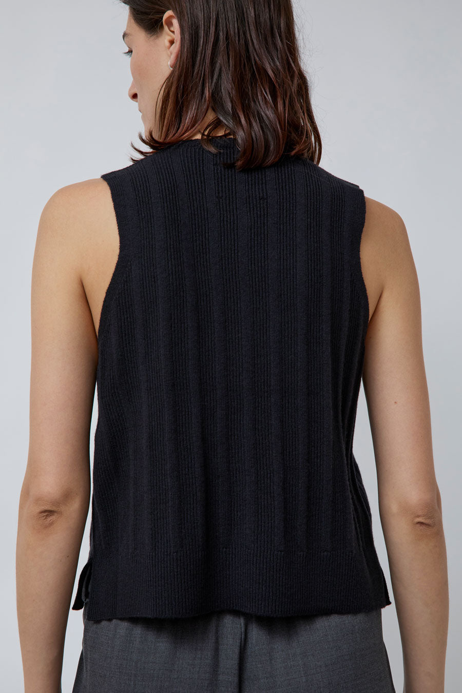 CORDERA Merino Wool Ribbed Waistcoat in Black