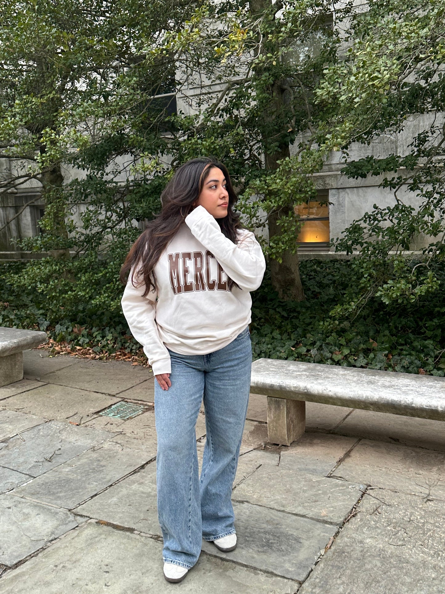 “Mercer” Crewneck Sweatshirt (Cream & Brown)