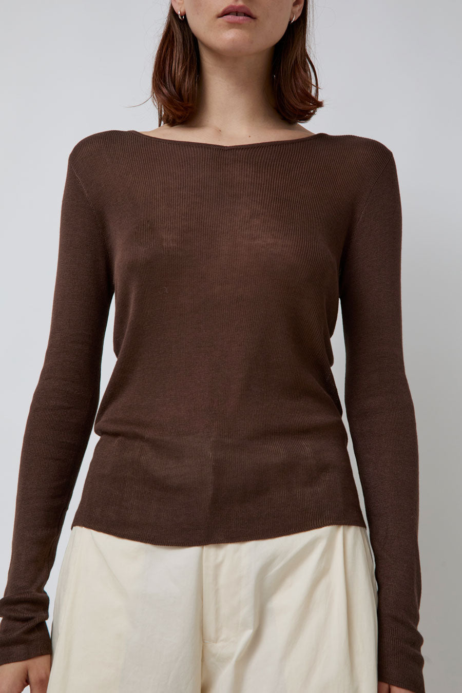 Deiji Studios Knitted Top in Dark Brown