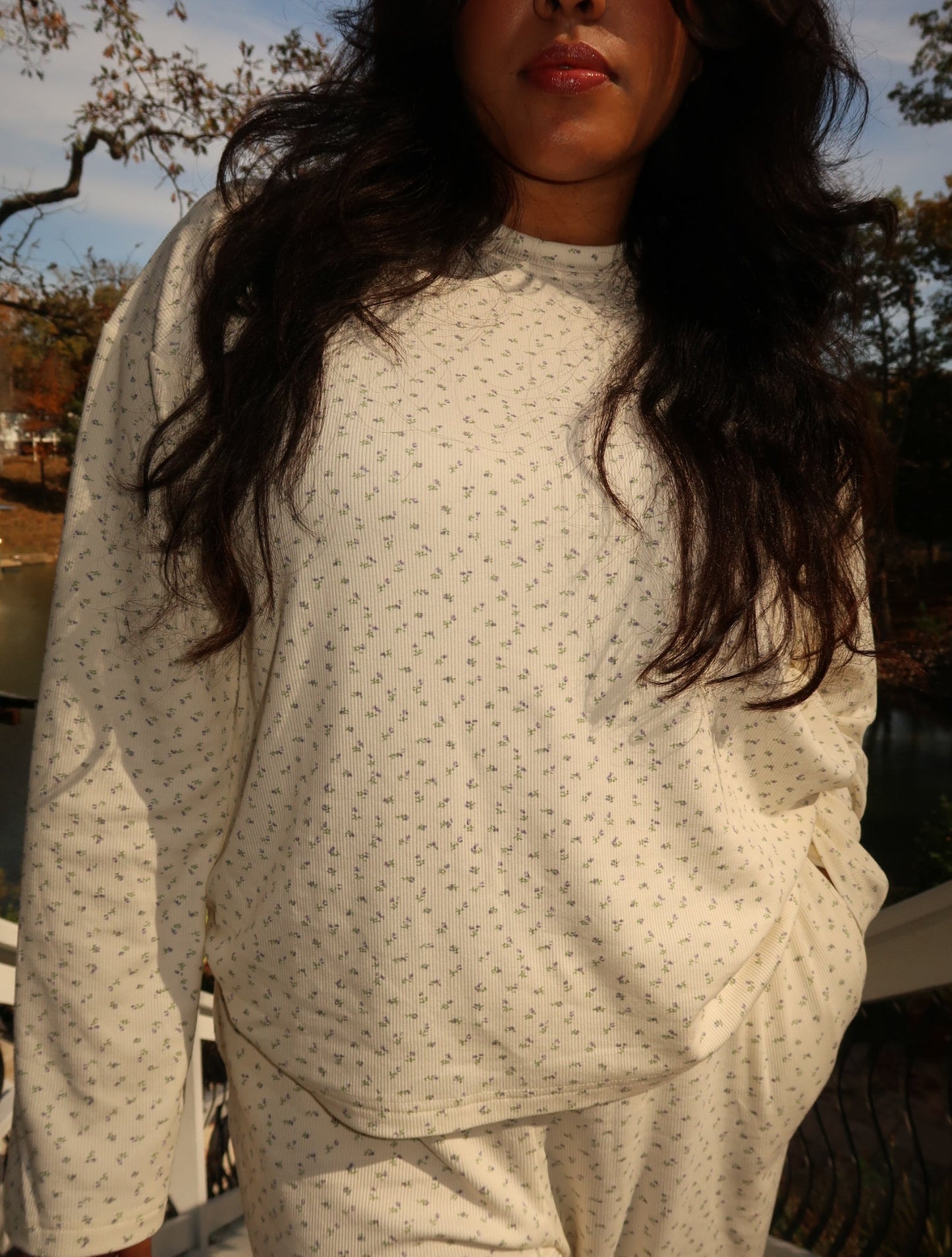 Sunkissed Coconut Butter Yellow Floral Long Sleeve Pajama Top