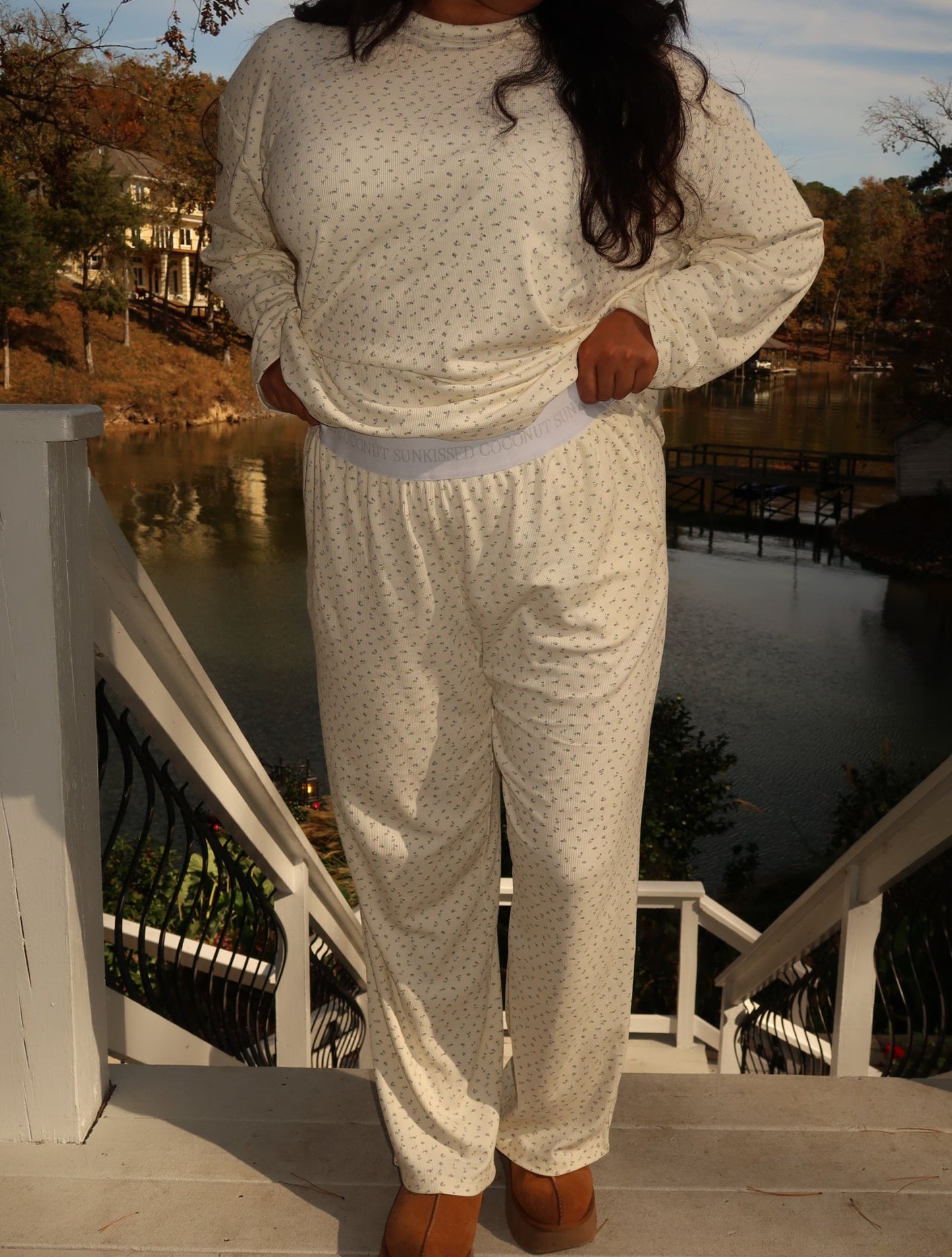 Sunkissed Coconut Butter Yellow Floral Long Sleeve Pajama Top