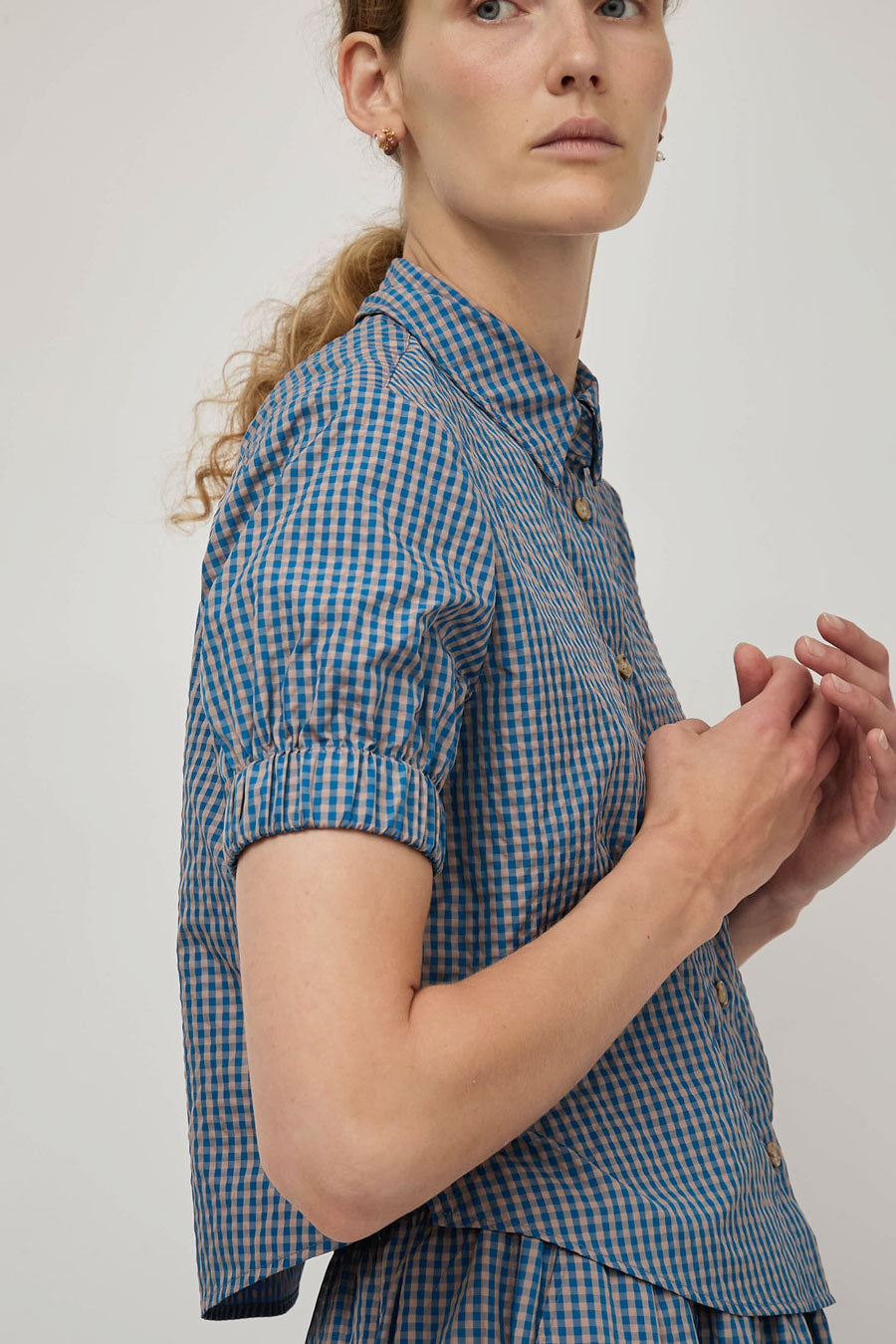 No.6 Chloe Shirt in Blue Gingham