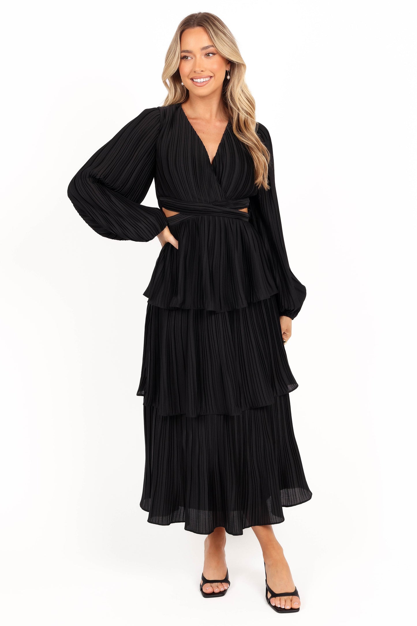 PIppa Long SLeeve Midi Dress - Black
