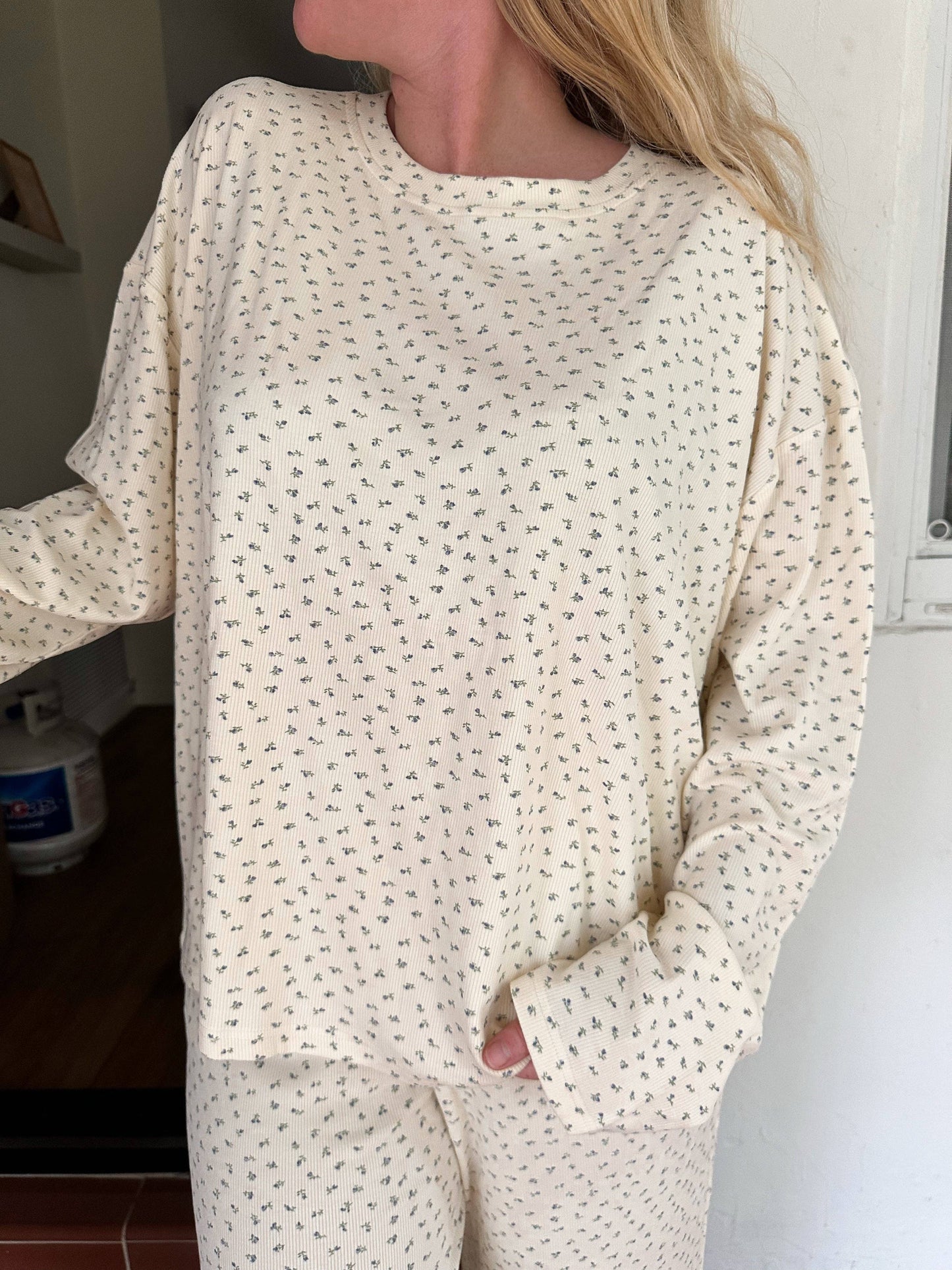 Sunkissed Coconut Butter Yellow Floral Long Sleeve Pajama Top