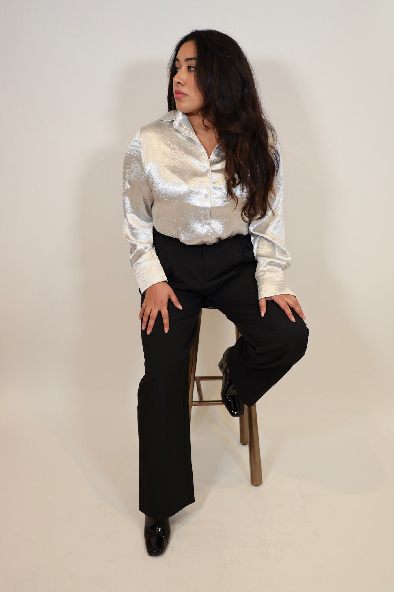 Crushed Metallic Button Down