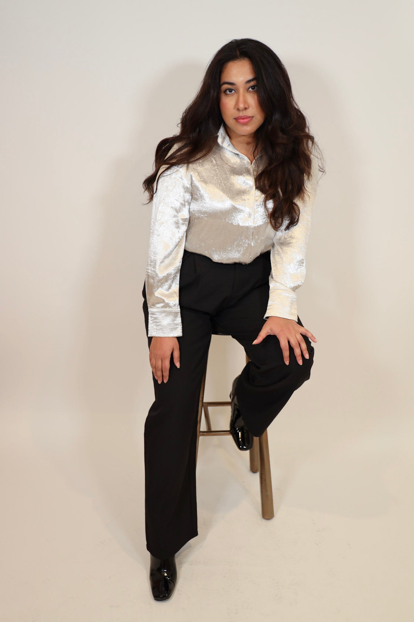 Crushed Metallic Button Down