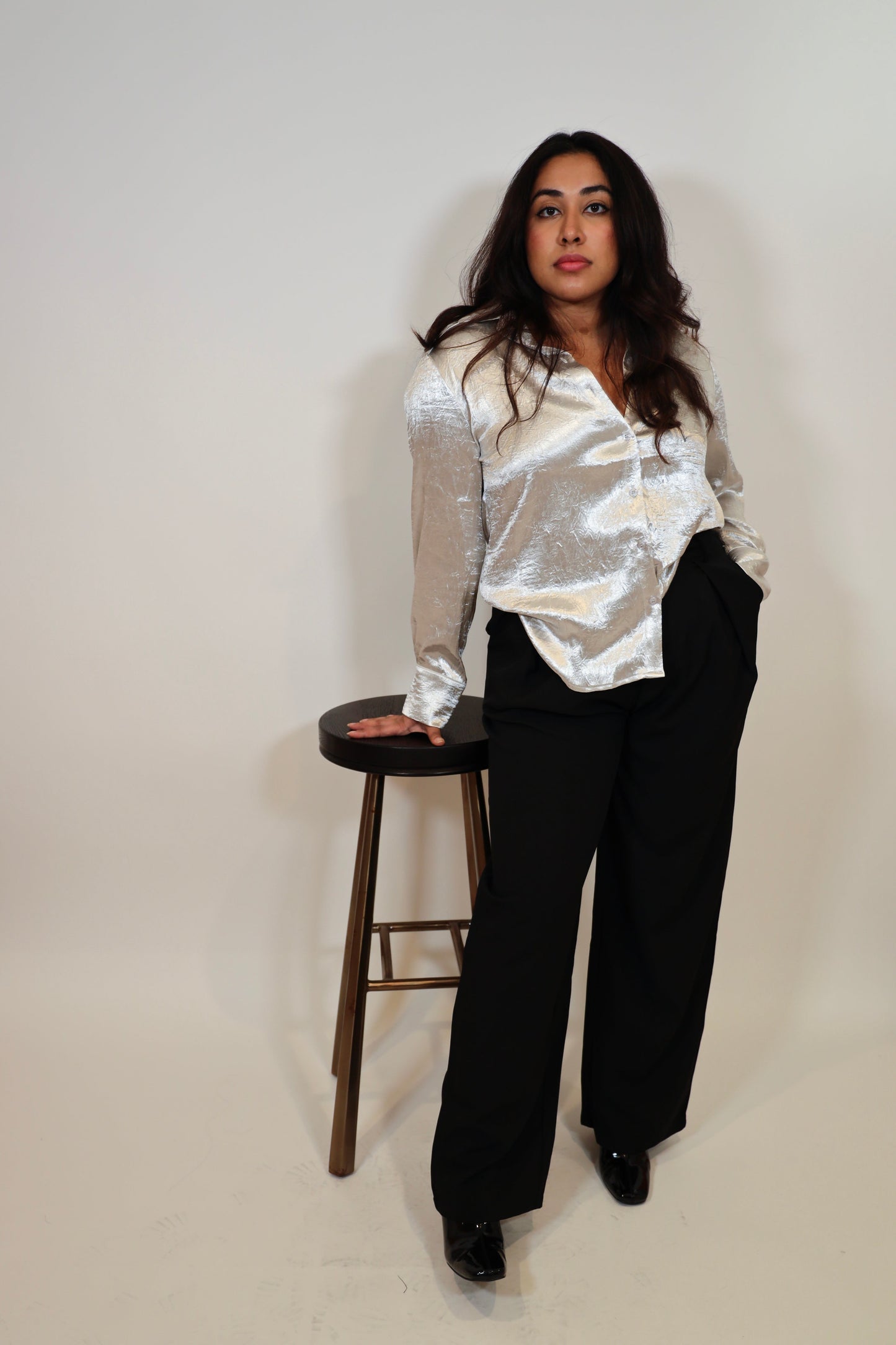 Crushed Metallic Button Down