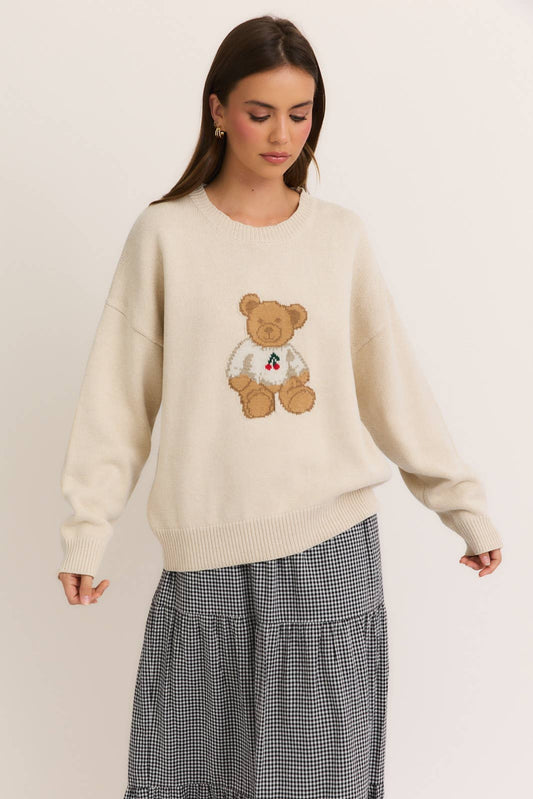 Long Sleeve Cherry Bear Crew Neck