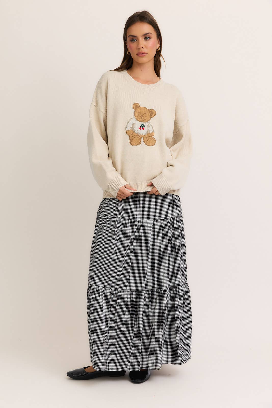 Long Sleeve Cherry Bear Crew Neck