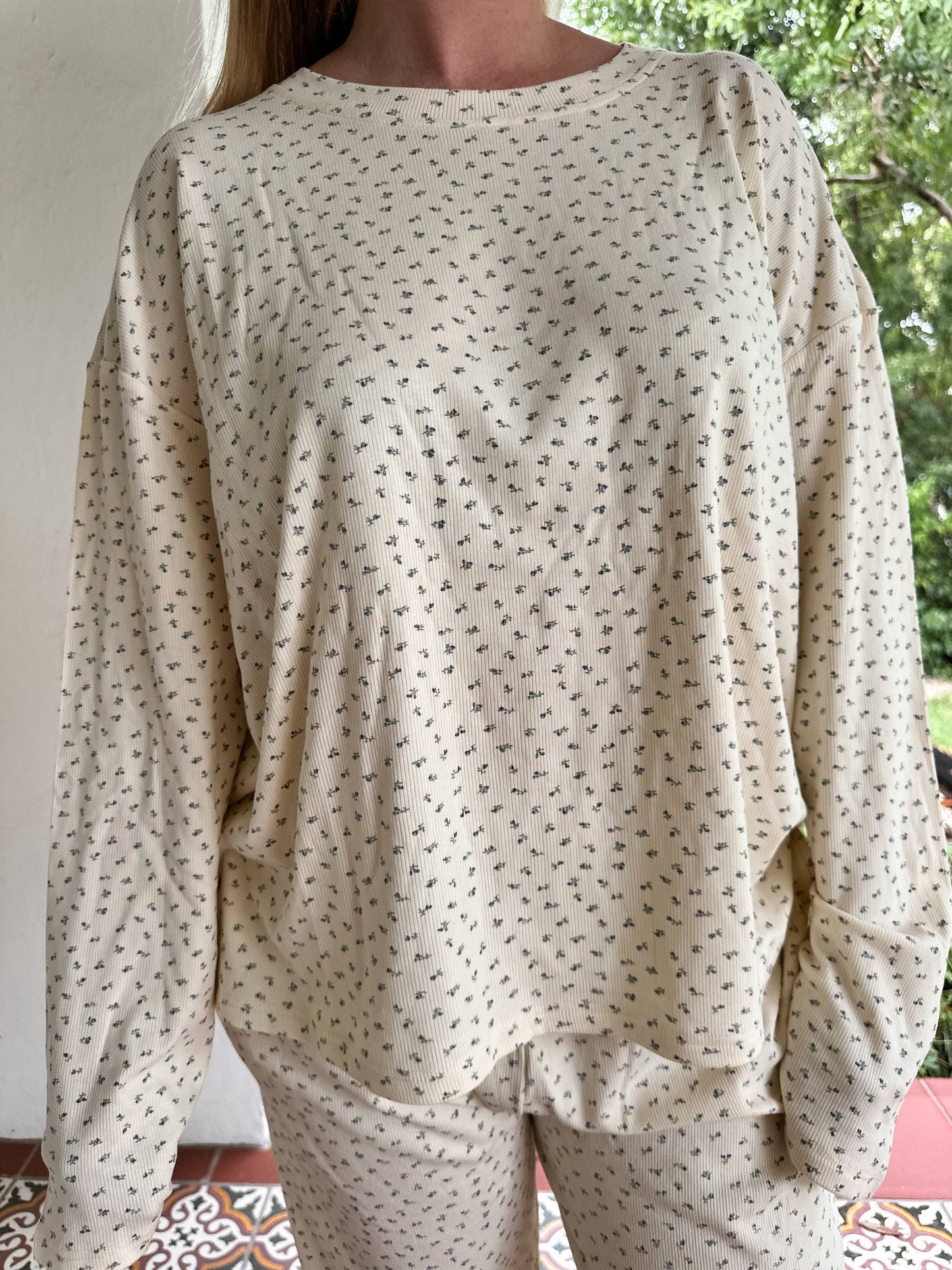 Sunkissed Coconut Butter Yellow Floral Long Sleeve Pajama Top
