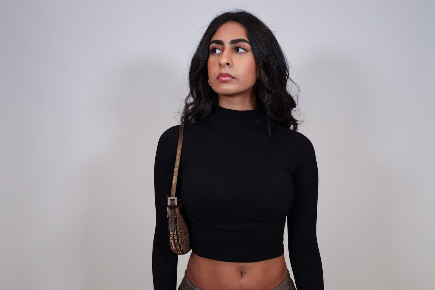 Mock Neck Ribbed Long Sleeve Crop Top