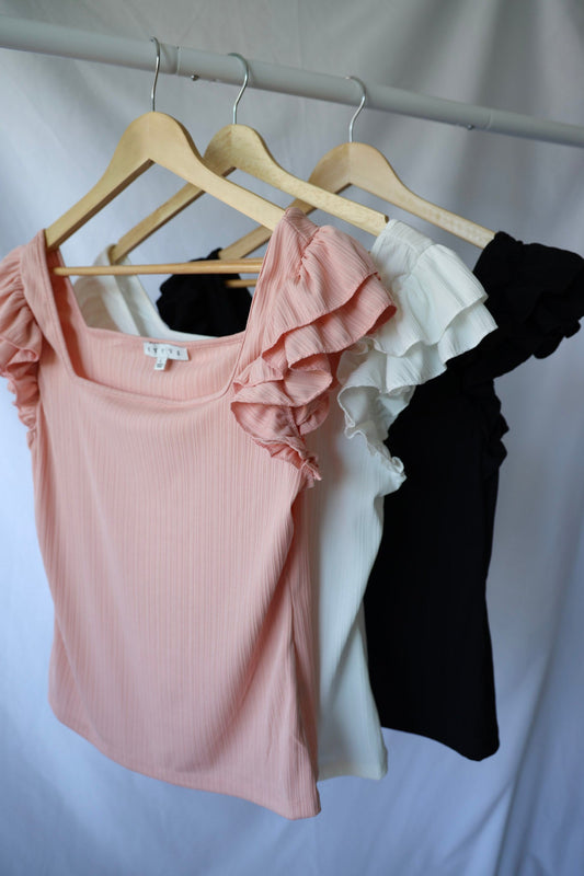 Square Neck Ruffle Top