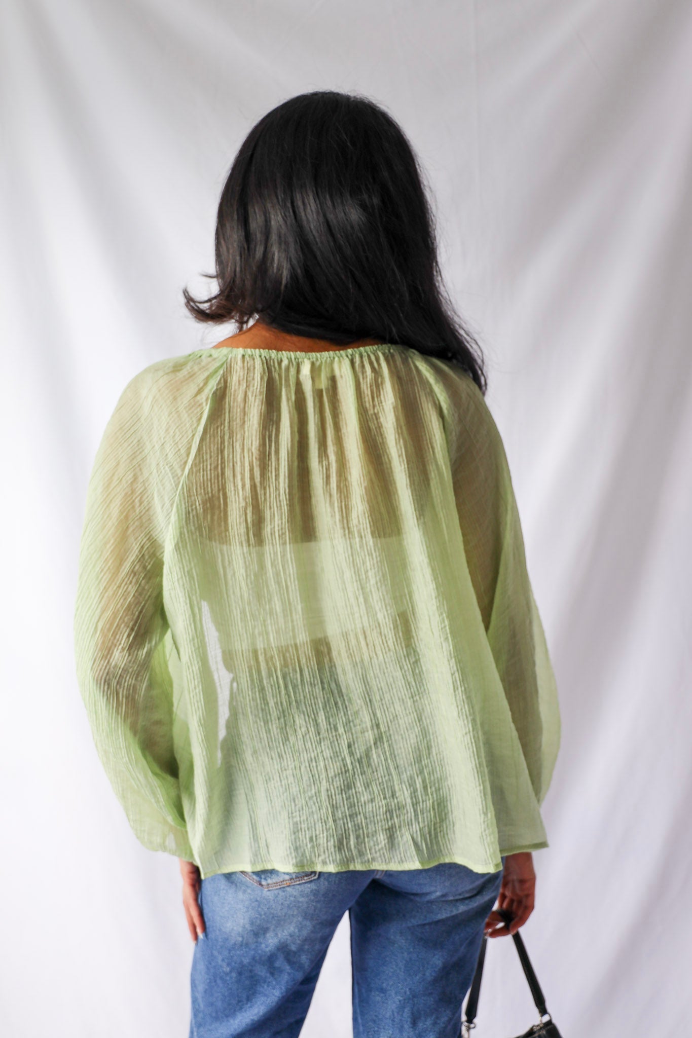 Lime Sheer Button Down