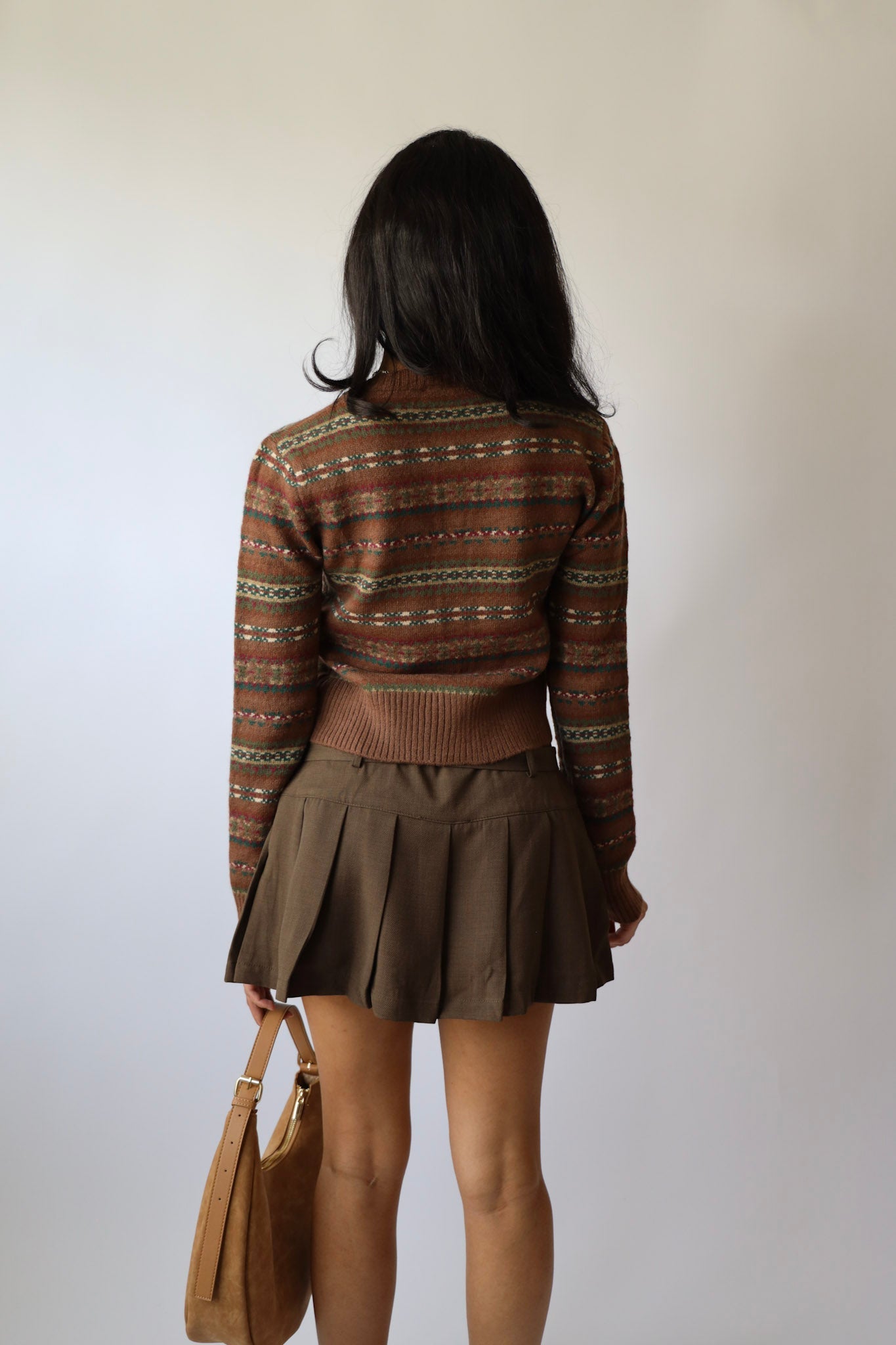 Vintage Pattern Cozy Brown Cardigan
