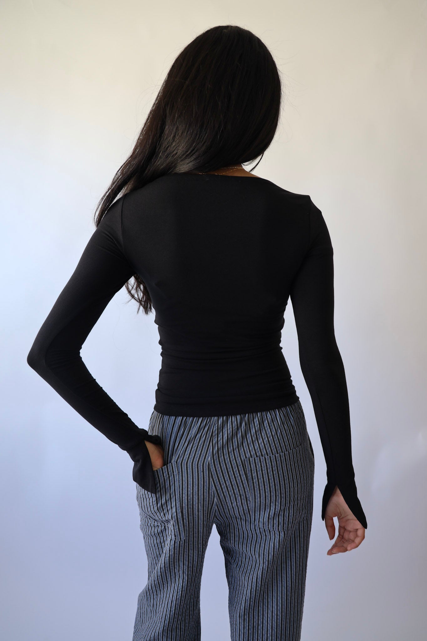 Boat Neck Long Sleeve Top