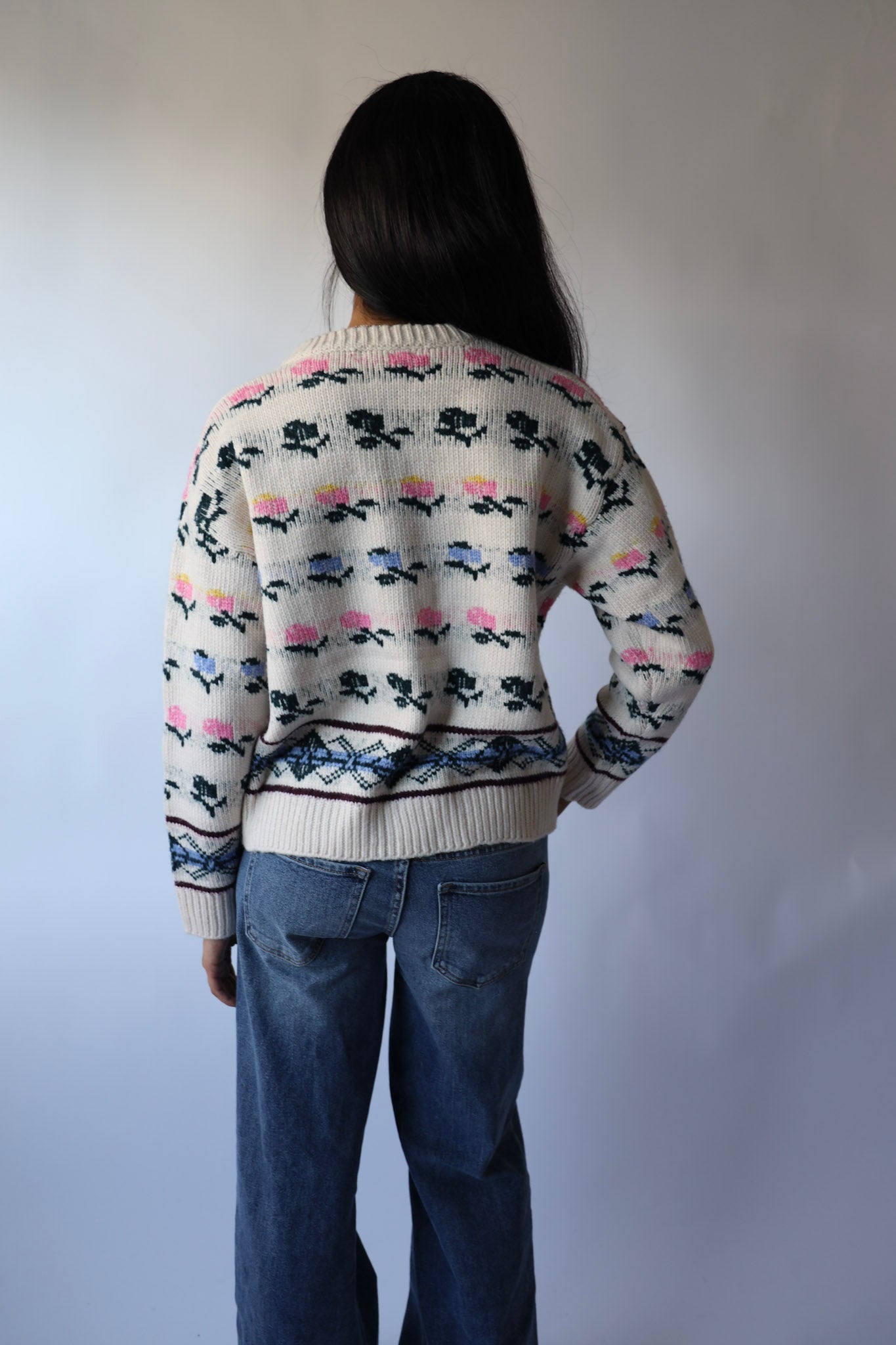 Vintage Floral Stripe Sweater