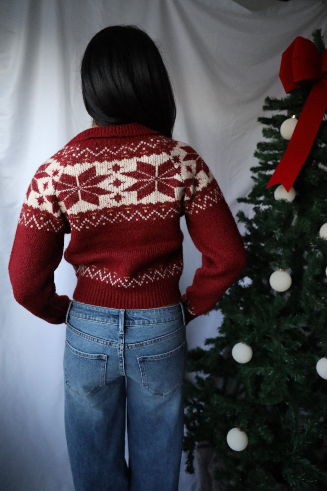 Nordic-Inspired Burgundy Knit Sweater