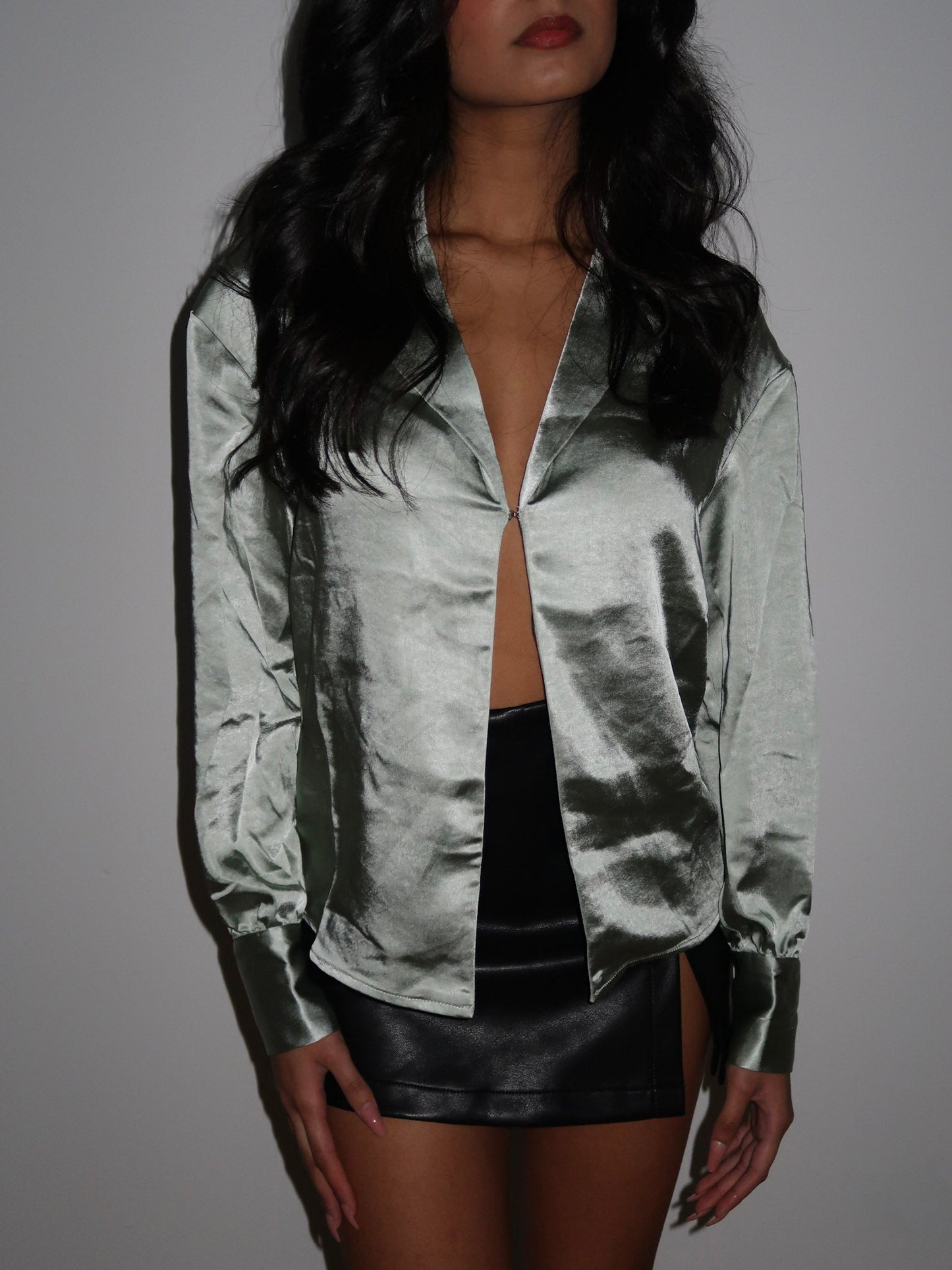Heavy Satin Collar Blouse *Final Sale*