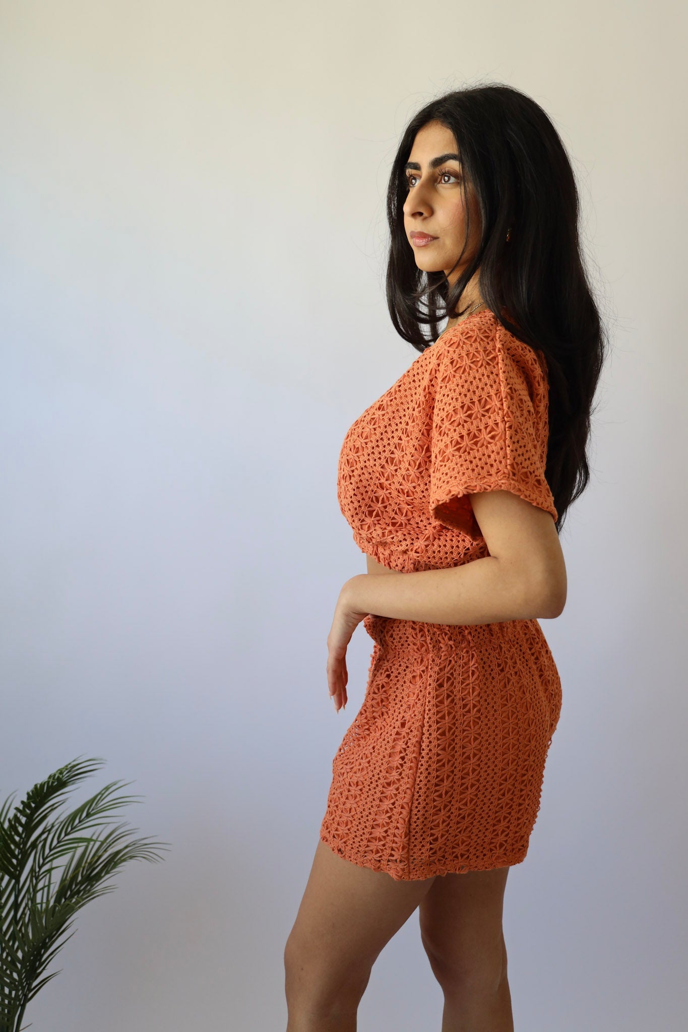 Orange Cropped Crochet Top