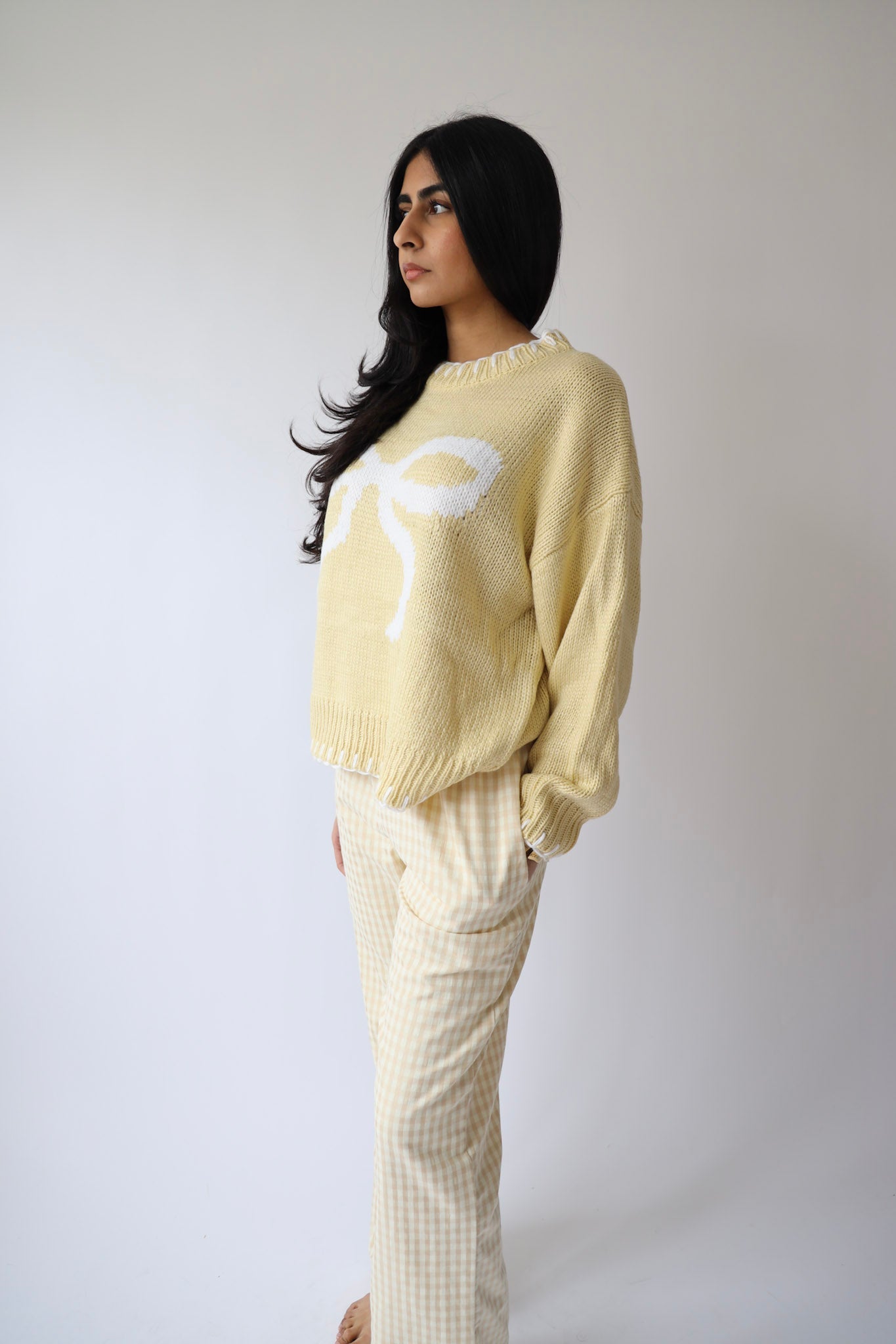 Butter Yellow Bow Knit Sweater