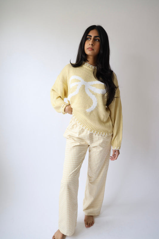 Butter Yellow Bow Knit Sweater