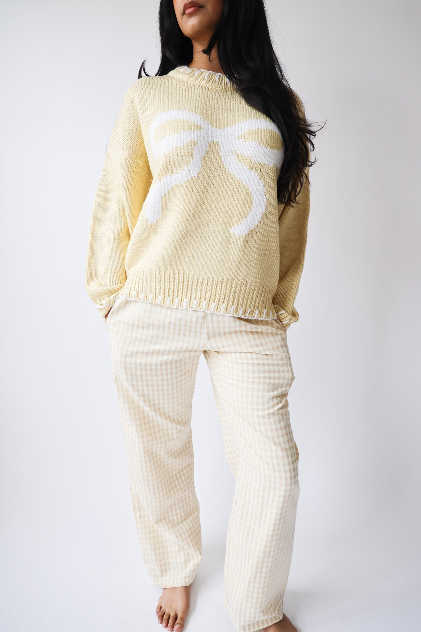 Butter Yellow Bow Knit Sweater