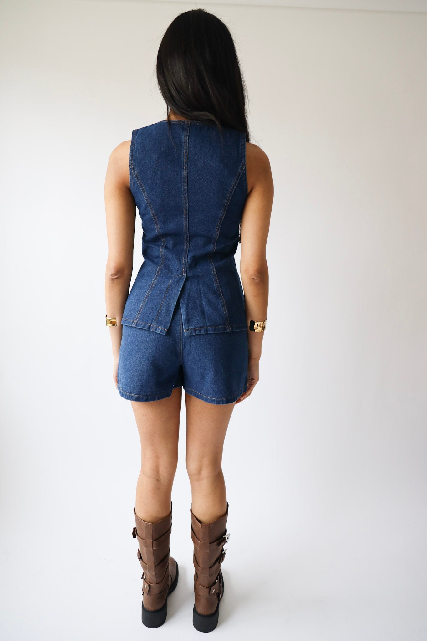 Denim Button Down Vest (Top Only)