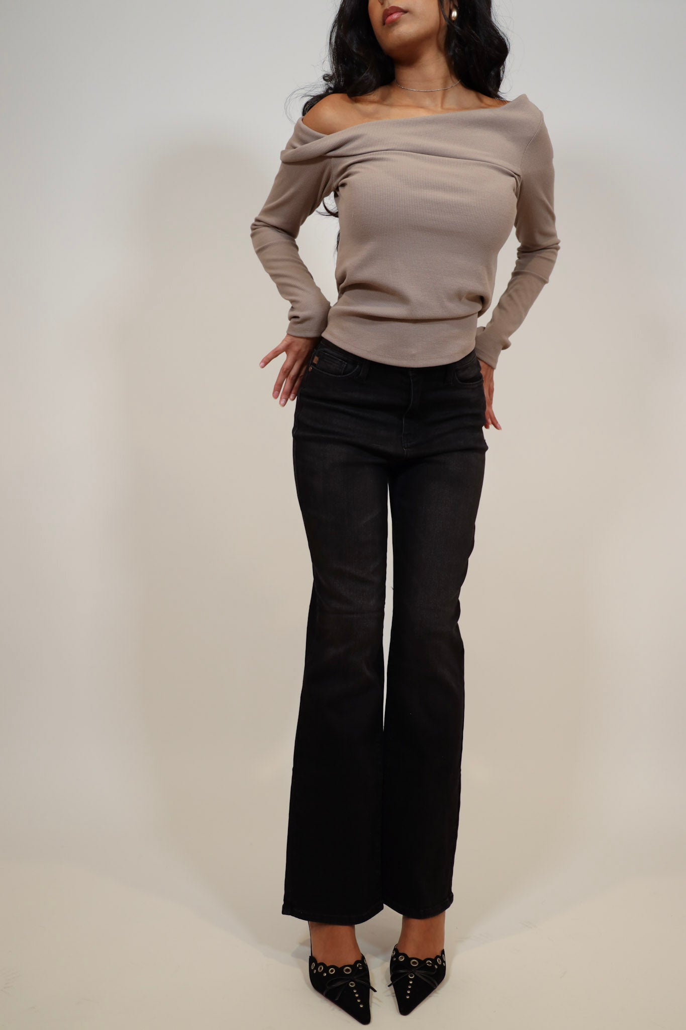 Ribbed Twist Off the Shoulder Top